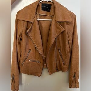Oliveaceous brown suede zipper jacket
